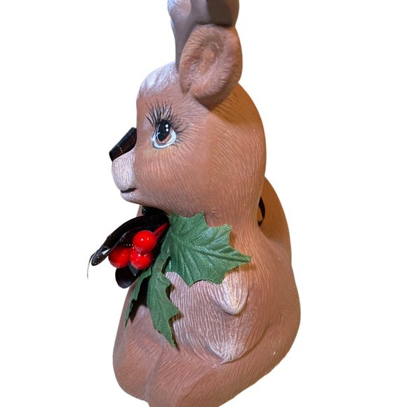 Ceramic Christmas Deer Reindeer Figurines Hand Painted - Picture 10 of 15